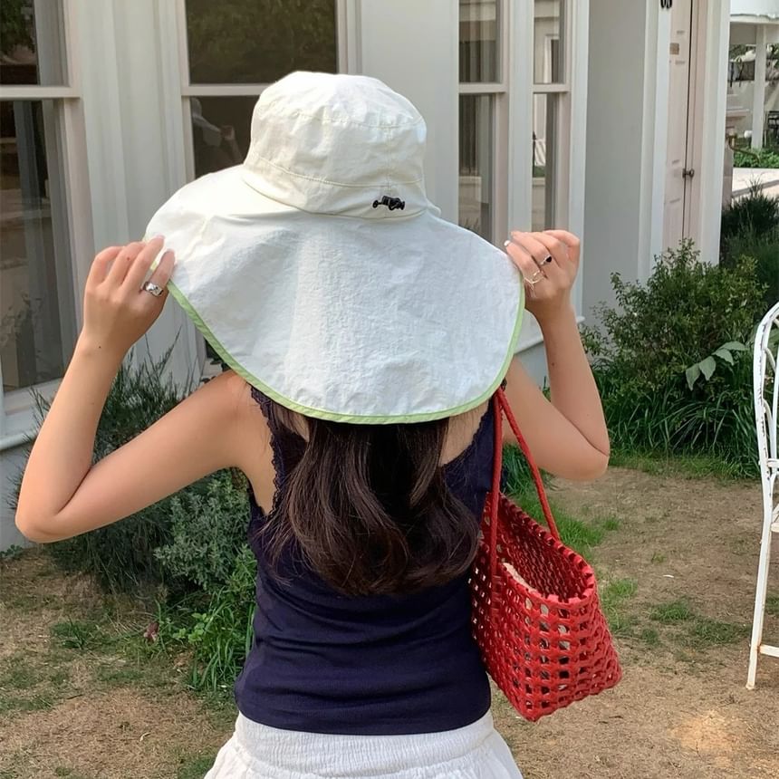 Hat Contrast Hiking Trim Plain Bucket