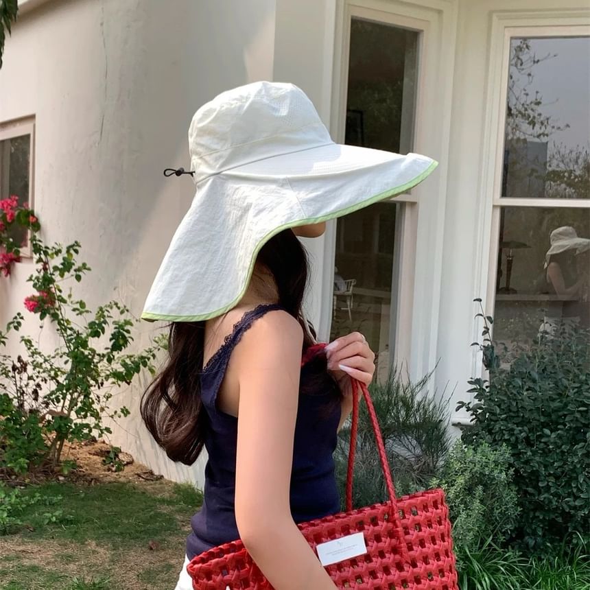 Hat Contrast Hiking Trim Plain Bucket