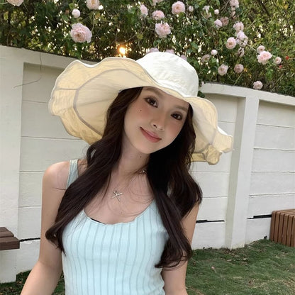 Plain Hiking Ruffle Hat Bucket