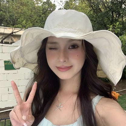 Plain Hiking Ruffle Hat Bucket