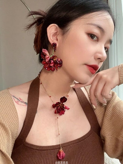 Alloy Necklace Petal Lariat