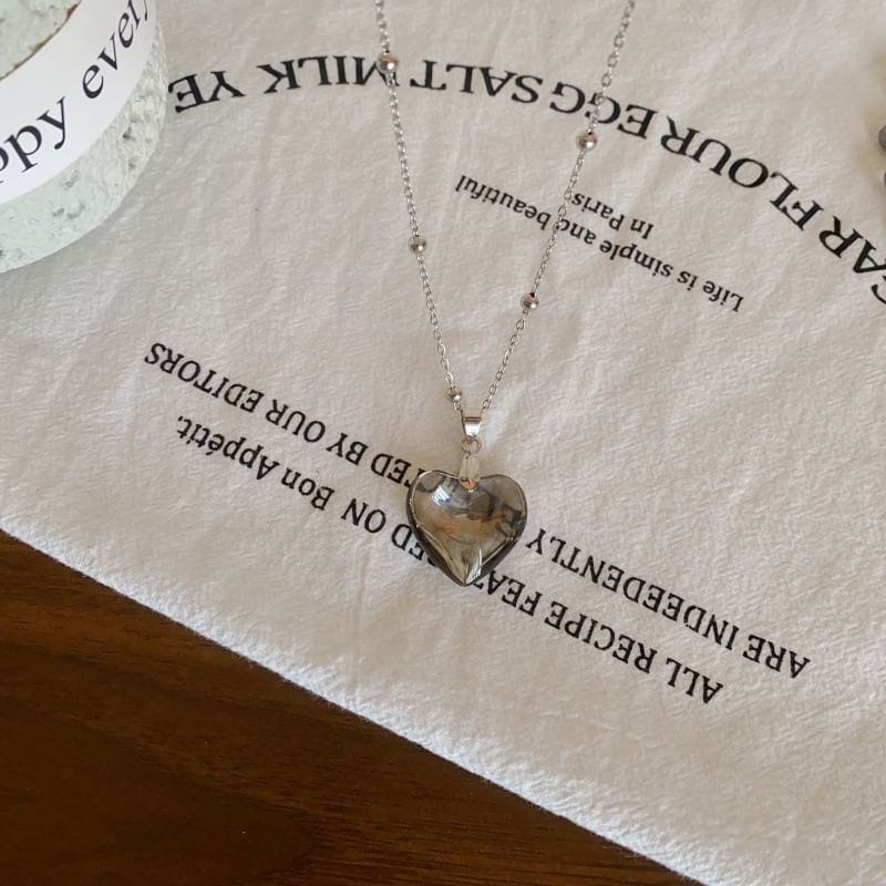 Choker Crystal Faux Pendant Station Heart