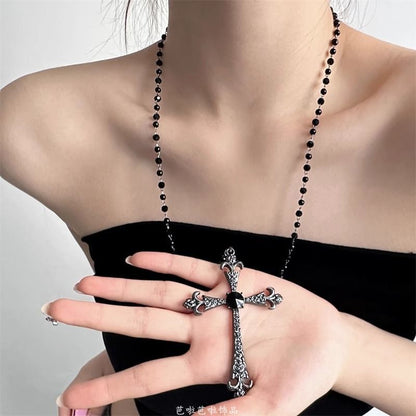 Pendant Station Faux Gemstone Necklace Cross