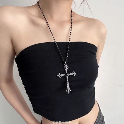 Pendant Station Faux Gemstone Necklace Cross