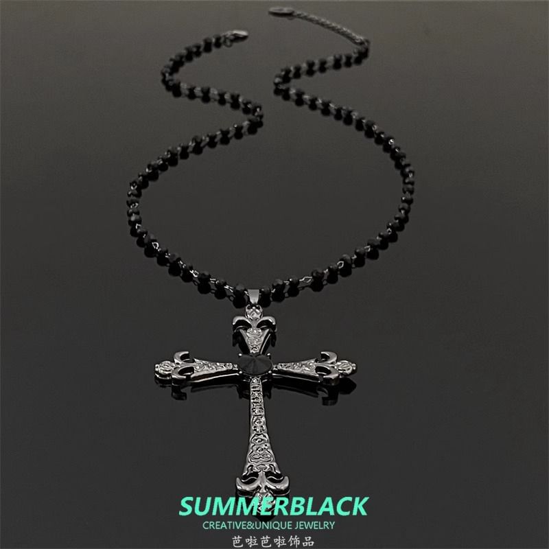 Pendant Station Faux Gemstone Necklace Cross