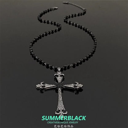 Pendant Station Faux Gemstone Necklace Cross