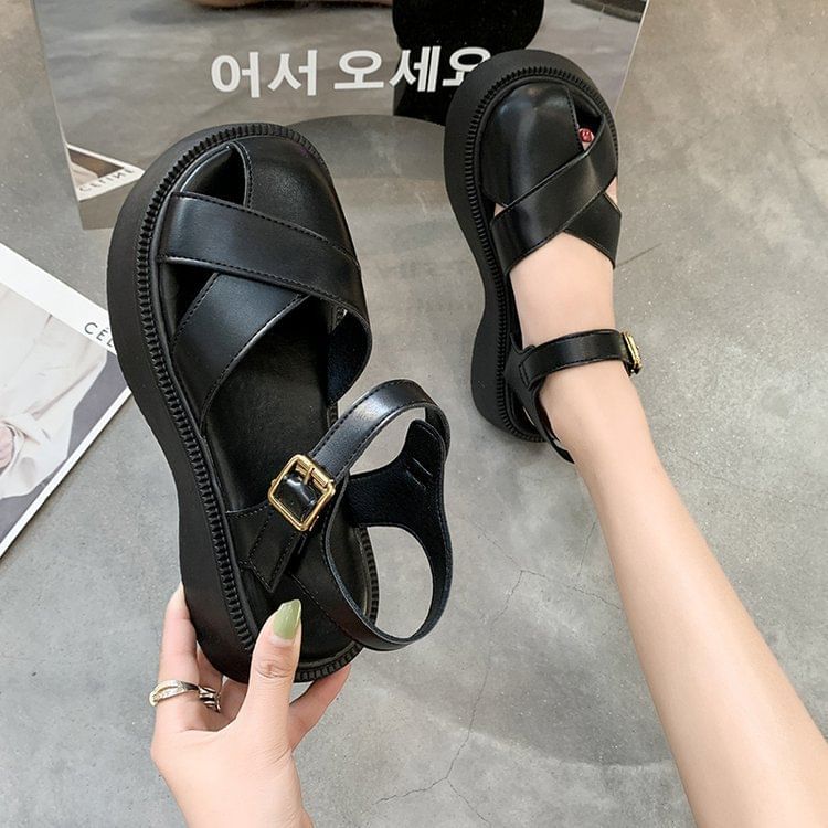 Sandals Platform Faux Leather