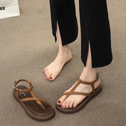 Leather Faux Sandals Platform