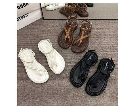 Leather Faux Sandals Platform