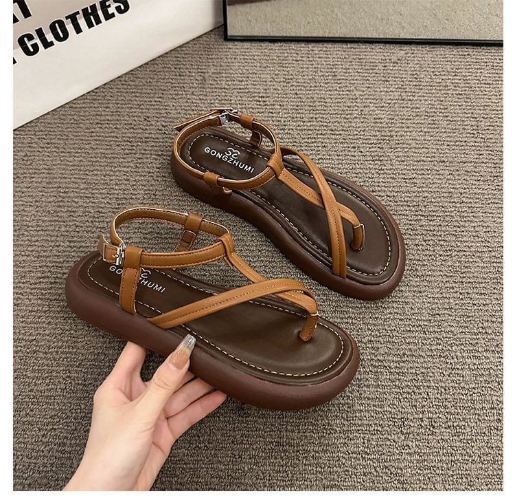 Leather Faux Sandals Platform
