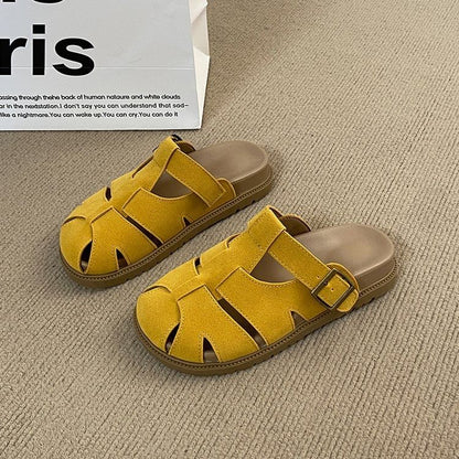 Suede Platform Woven Faux Mules