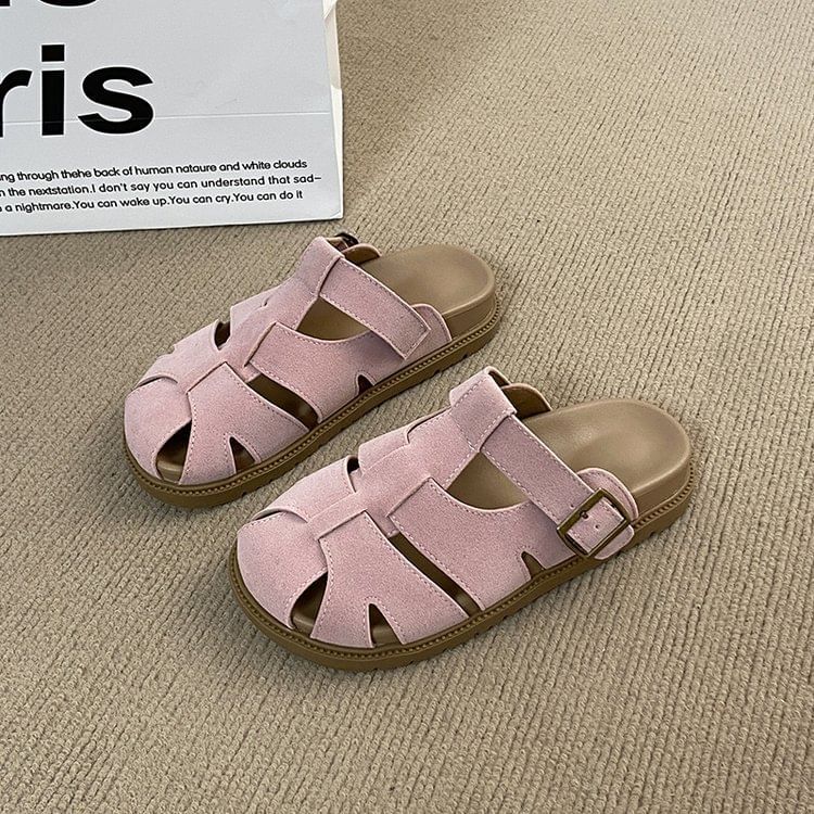 Suede Platform Woven Faux Mules