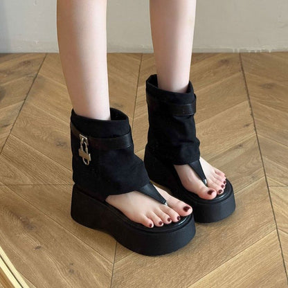 Panel Boots Thong Platform Padlock