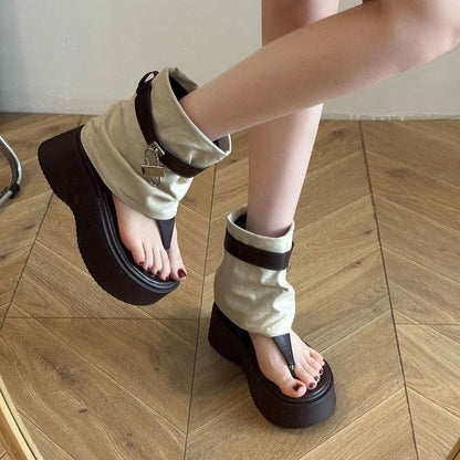 Panel Boots Thong Platform Padlock