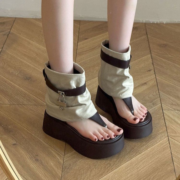 Panel Boots Thong Platform Padlock