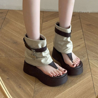 Panel Boots Thong Platform Padlock