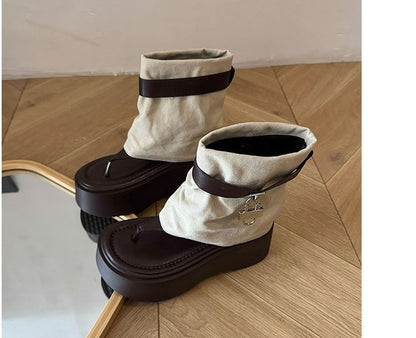 Panel Boots Thong Platform Padlock