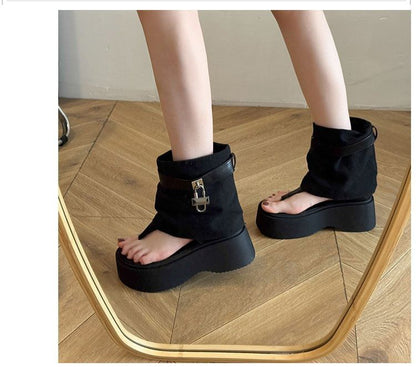 Panel Boots Thong Platform Padlock