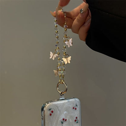 Butterfly Phone Beaded Lanyard