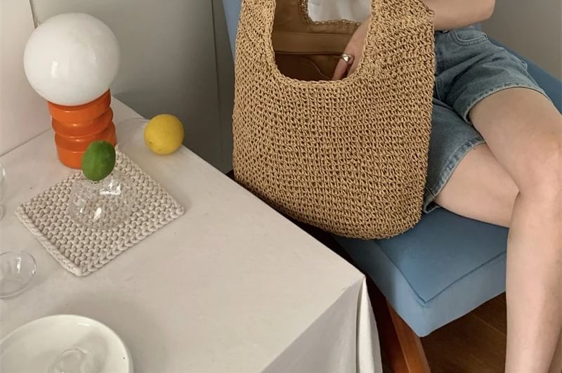 Plain Straw Bag Tote