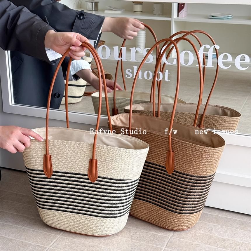 Tote Straw Striped Bag