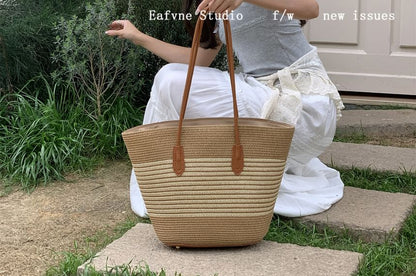 Tote Straw Striped Bag