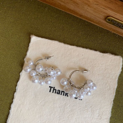 Earring Pearl Faux Hoop