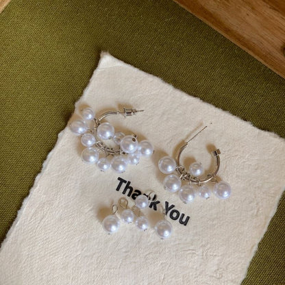 Earring Pearl Faux Hoop