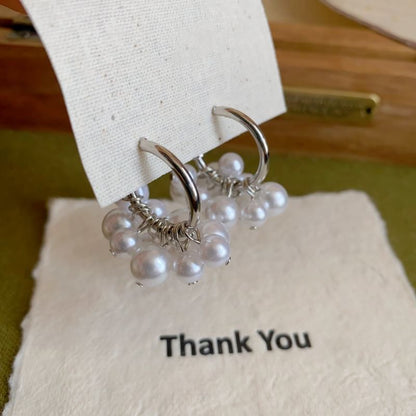 Earring Pearl Faux Hoop