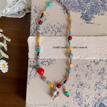 Necklace Cat Bead Pendant