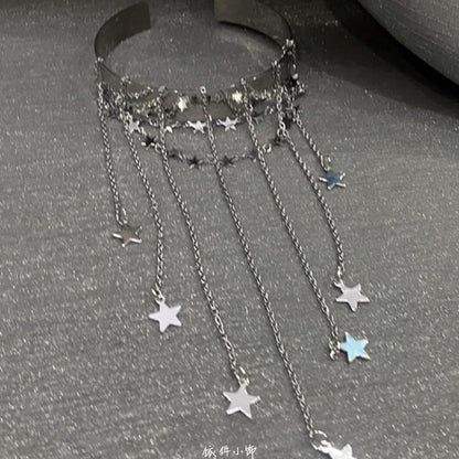 Chain Fringed Open Bangle Star