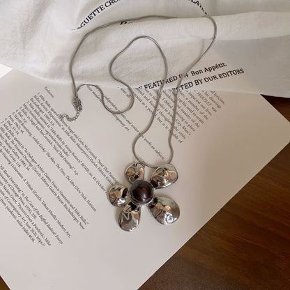 Statement Snake Flower Pendant Necklace Chain