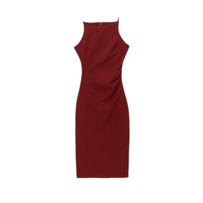 Sheath Plain Midi Sleeveless Dress