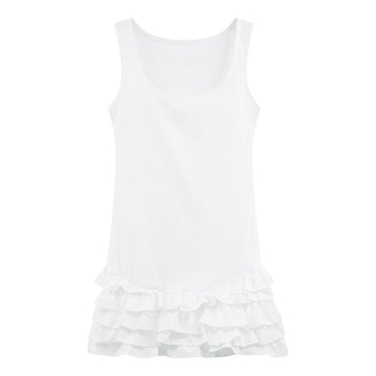 Plain Sleeveless Tiered Mini Dress