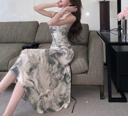 Print Maxi Dress A-Line Spaghetti Strap