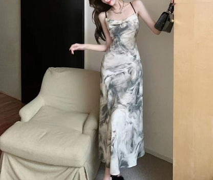 Print Maxi Dress A-Line Spaghetti Strap