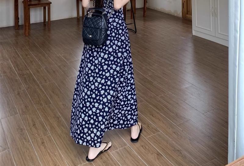Print Maxi Sleeveless Cardigan Dress Floral / V-Neck A-Line
