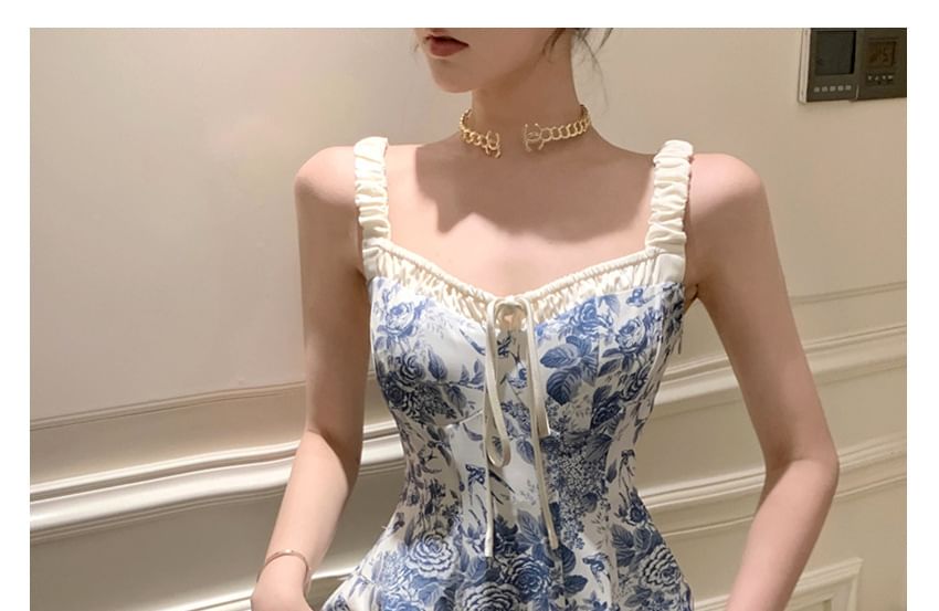 Floral Sleeveless V-Neck A-Line Dress Print Maxi
