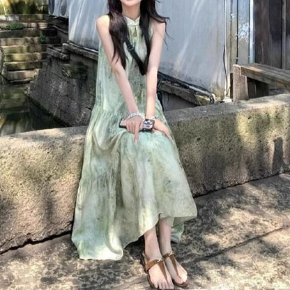 Dress Maxi Sleeveless Print A-Line