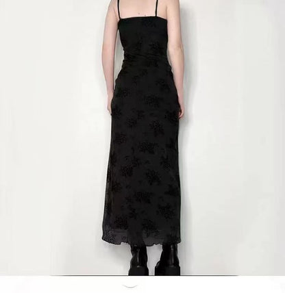 A-Line Spaghetti Dress Strap Maxi Lace