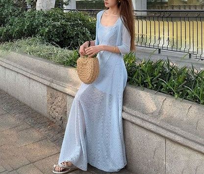 Plain Square A-Line Sleeveless Neck Dress Maxi