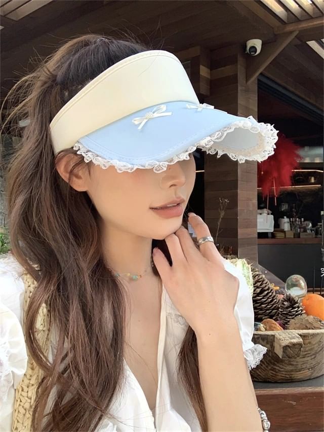 Trim Visor Lace Bow Sun