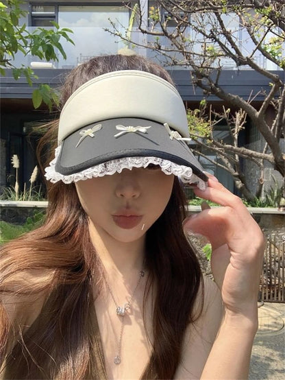 Trim Visor Lace Bow Sun