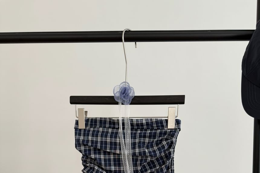 Plaid Flowy Top Strapless