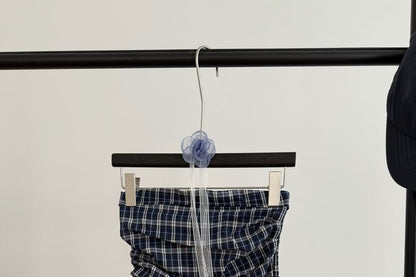 Plaid Flowy Top Strapless