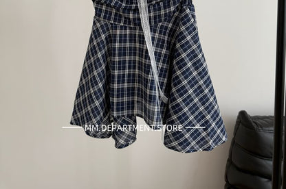 Plaid Flowy Top Strapless