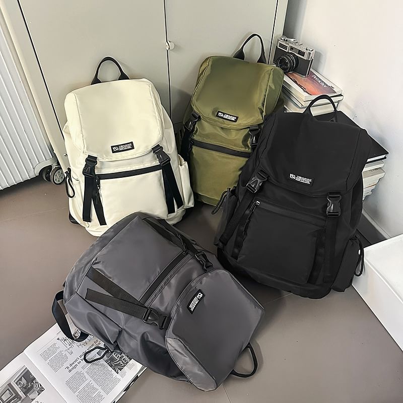 Lettering Flap Buckled Backpack