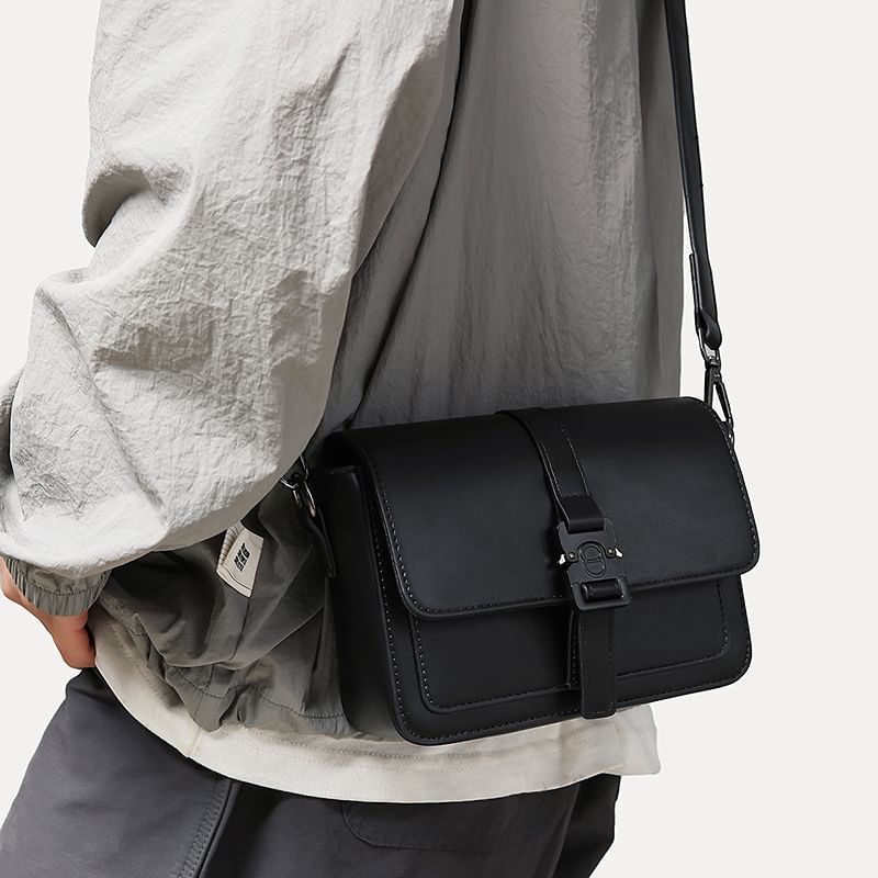 Leather Satchel Buckled Faux