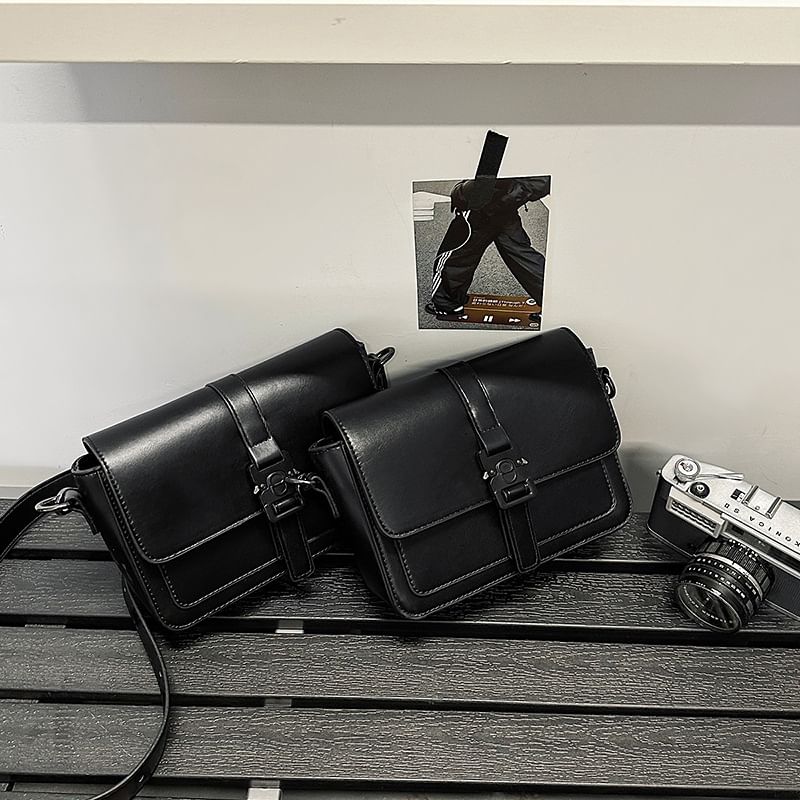 Leather Satchel Buckled Faux