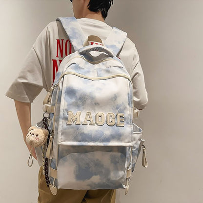 Lettering Tie Backpack Set Bag / Charm Dye